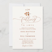 Fall in Liebe Leaf Monogramm Wappen Elegante Hochz Einladung (Vorderseite)