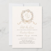 Fall in Liebe Monogramm Elegantes Brautparty Einladung (Vorderseite)