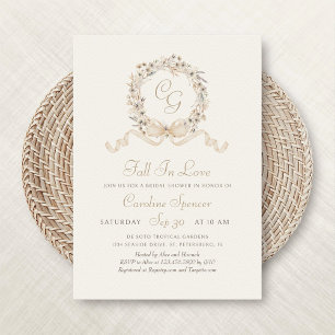 Fall in Liebe Monogramm Elegantes Brautparty Einladung