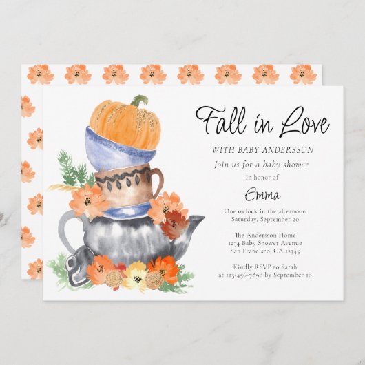 Fall in Liebe Pumpkin Baby Dusche Einladung (Vorne/Hinten)