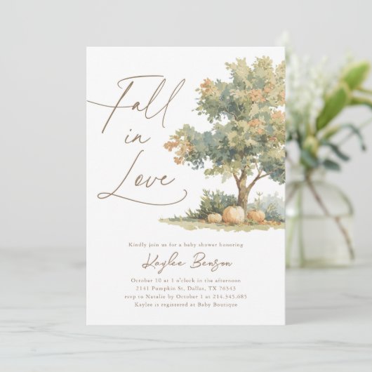 Fall in Liebe Pumpkin Baby Dusche Einladung (Stehend Vorderseite)