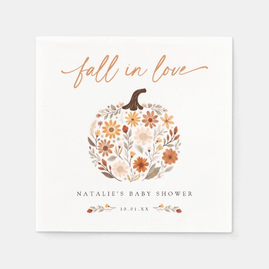 Fall in Liebe Pumpkin Baby Dusche Serviette (Vorderseite)