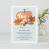 Fall in Liebe Pumpkin Blue Drive-by Baby Shower Einladung (Stehend Vorderseite)