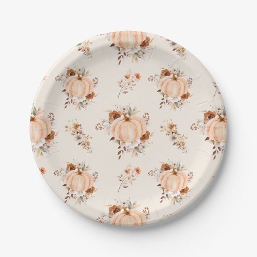 Fall in Liebe Pumpkin Brautparty Papierplatte Pappteller (Vorderseite)