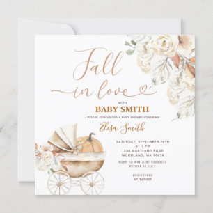 Fall in Liebe Pumpkin Carriage Floral Baby Dusche Einladung