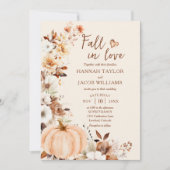 Fall in Liebe Pumpkin Foto QR-Code Hochzeit Einladung (Vorderseite)