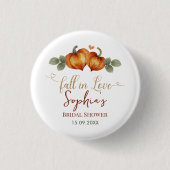 Fall in Liebe Pumpkin Herz Brautparty Button (Vorderseite)