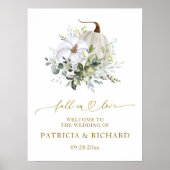 Fall in Liebe Pumpkin Hochzeit Willkommenszeichen Poster (Vorne)