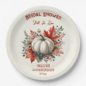 Fall in Liebe Pumpkin Land Rustikales Brautparty Pappteller (Vorderseite)