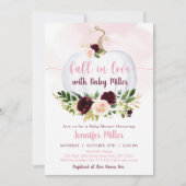 Fall in Liebe Pumpkin Pink Burgundy Kinderdusche Einladung (Vorderseite)