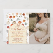 Fall in Liebe Pumpkin Rustic Baby Dusche Foto Einladung (Vorderseite)