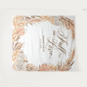 Fall in Liebe Pumpkins boho Pampas Hochzeitsbanner Wandteppich (Vorderseite (Horizontal))