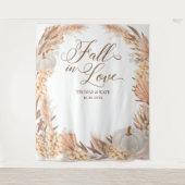 Fall in Liebe Pumpkins boho Pampas Hochzeitsbanner Wandteppich (Vorderseite)