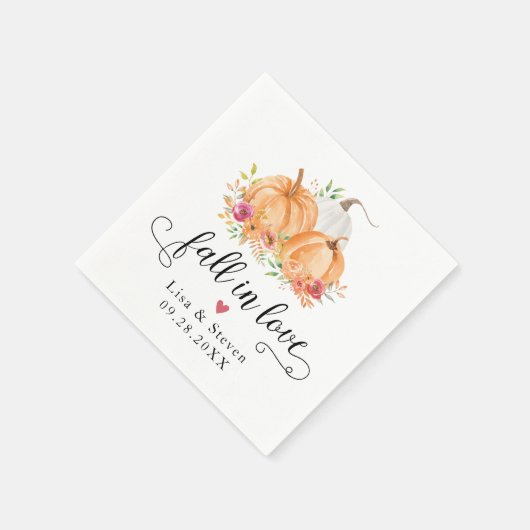 Fall in Liebe Pumpkins Hochzeit Napkins Serviette (Ecke)