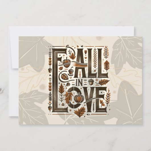 FALL IN LIEBE Retro Herbst Verlobung Dusche Einladung (Rückseite)