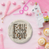 FALL IN LIEBE Retro Herbst Verlobung Dusche Pappteller (Party)
