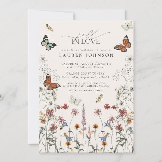 Fall in Liebe Schmetterlinge Boho Brautparty Einladung (Vorderseite)