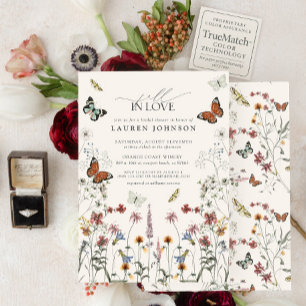 Fall in Liebe Schmetterlinge Boho Brautparty Einladung