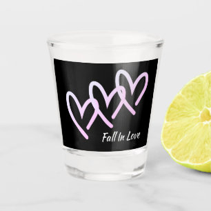 Fall in Liebe Schwarzes Herzmuskelglas Schnapsglas