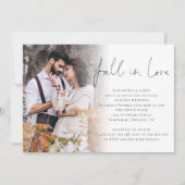 Fall in Liebe Skript Foto Overlay QR-Codehochzeit Einladung (Vorderseite)