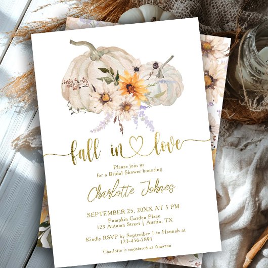 Fall in Liebe Sonnenblumen Pumpkin Gold Brautparty Einladung