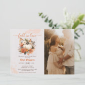 Fall in Liebe Wildblume Muster Baby Dusche Foto Einladung (Stehend Vorderseite)