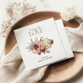 'Fall In Love' Autumn Blooms Pumpkin Bridal Shower Serviette