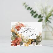 Fall in Love Autumn Calligraphy Bridal Shower Dankeskarte (Stehend Vorderseite)