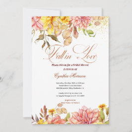 Fall in Love Autumn Floral Romance Bridal Shower Einladung