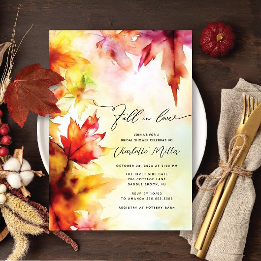 Fall In Love Autumn Foliage Bridal Shower Einladung