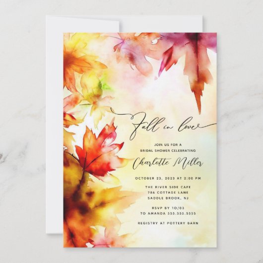 Fall In Love Autumn Foliage Bridal Shower Einladung (Vorderseite)