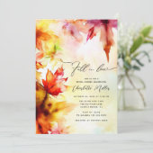 Fall In Love Autumn Foliage Bridal Shower Einladung (Stehend Vorderseite)