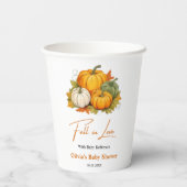 Fall in Love Autumn Rustic Pumpkin Baby Shower   Pappbecher (Rückseite)
