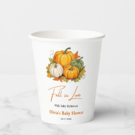 Fall in Love Autumn Rustic Pumpkin Baby Shower   Pappbecher