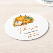 Fall in Love Autumn Rustic Pumpkin Baby Shower  Runder Pappuntersetzer (Angewinkelt)