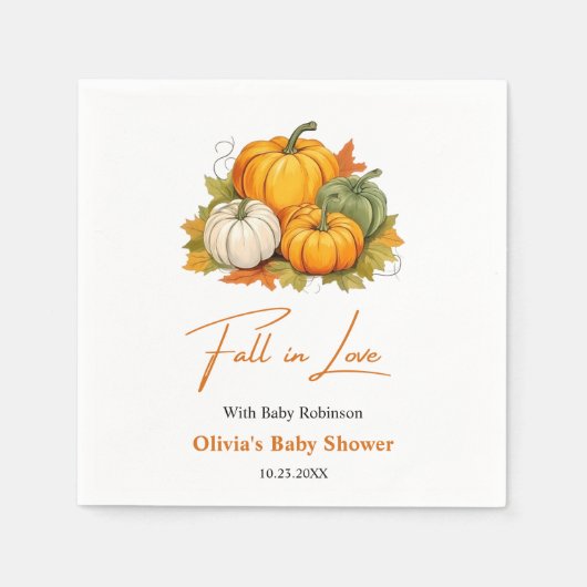 Fall in Love Autumn Rustic Pumpkin Baby Shower  Serviette (Vorderseite)
