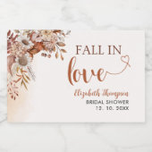 Fall in Love Bohemian Fall Bridal Shower  Schaumweinetikett (Einzelnes Label)