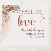 Fall in Love Bohemian Fall Bridal Shower  Schaumweinetikett (Einzelnes Label)