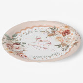 Fall in Love Boho Floral Baby Shower Pappteller (Schrägansicht)
