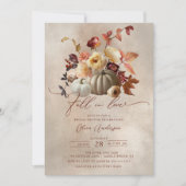Fall In Love Boho Floral Bridal Shower Einladung (Vorderseite)