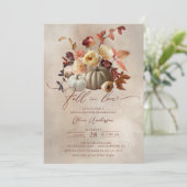 Fall In Love Boho Floral Bridal Shower Einladung (Stehend Vorderseite)