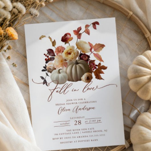 Fall In Love Boho Floral Bridal Shower Einladung