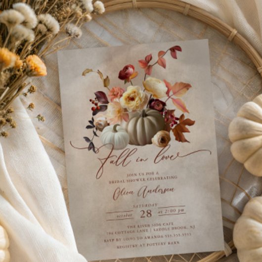 Fall In Love Boho Floral Bridal Shower Einladung