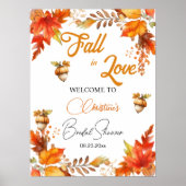 Fall in Love Boho Floral Bridal Shower Welcome Poster (Vorne)