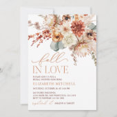 Fall In Love Boho Terracotta Flowers Bridal Shower Einladung (Vorderseite)