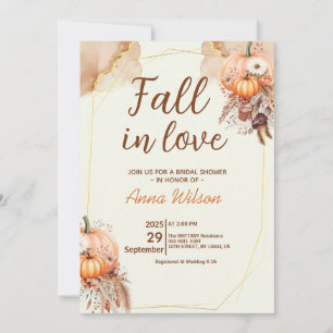 Fall in Love Brautparty Pampas Gras Blumenstrauß Einladung