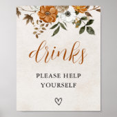 Fall in Love | Bridal Shower Drinks Bar Sign Poster (Vorne)