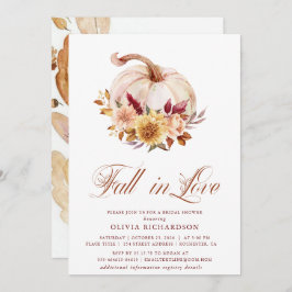 Fall in Love Bridal Shower Rust Flowers Pumpkin Einladung