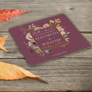 Fall In Love Burgund Florales Babysitter-Treffen Rechteckiger Pappuntersetzer