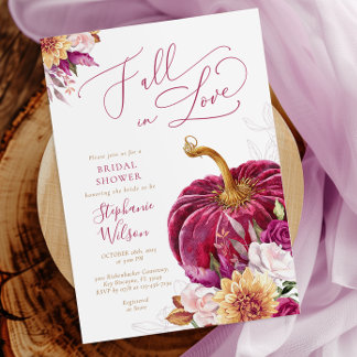 Fall in Love Burgunder-Kürbis-Junggesellinnenabsch Einladung